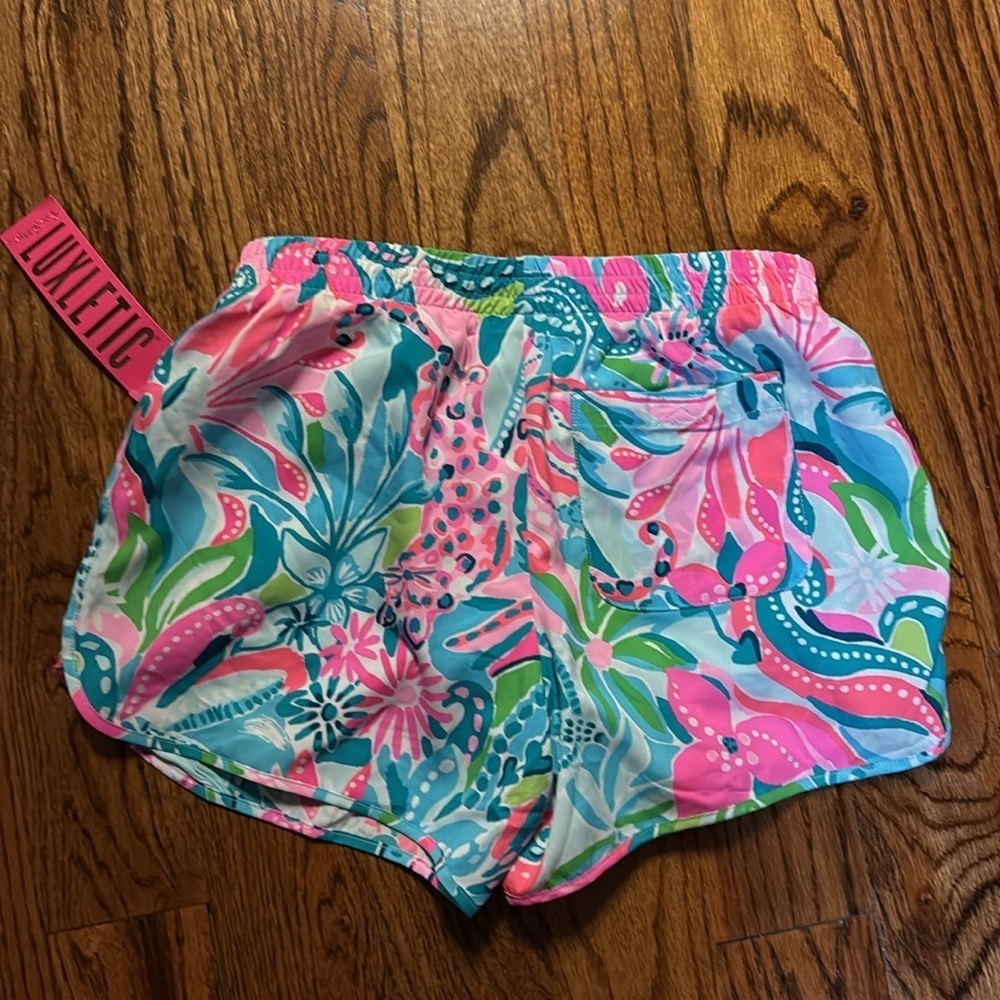 Lilly Pulitzer luxletic ocean Trail short turquoise oasis golden hour XXS NWT - Picture 8 of 8